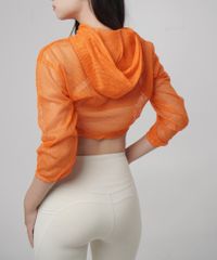 Áo Khoác Lưới Croptop Thể Thao Nữ UNIQ Thoáng Khí Tay Dài Có Mũ