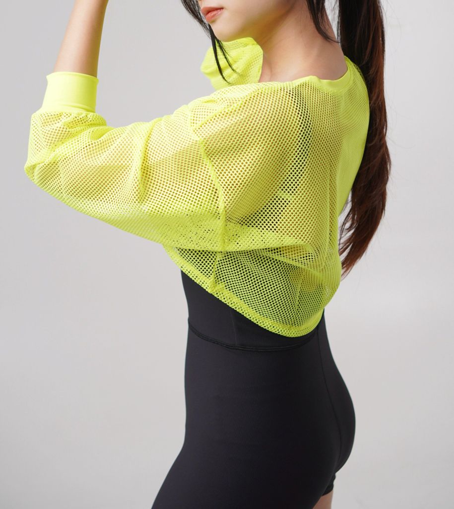 Áo Khoác Lưới Croptop Thể Thao Nữ UNIQ Thoáng Khí Tay Dài Có Mũ