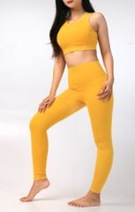 Bộ Đồ Tập Gym Yoga Nữ UNIQ Cool Peel - Áo Cổ Tròn Bo Cao Khoét Lưng & Quần Legging Cạp Cao