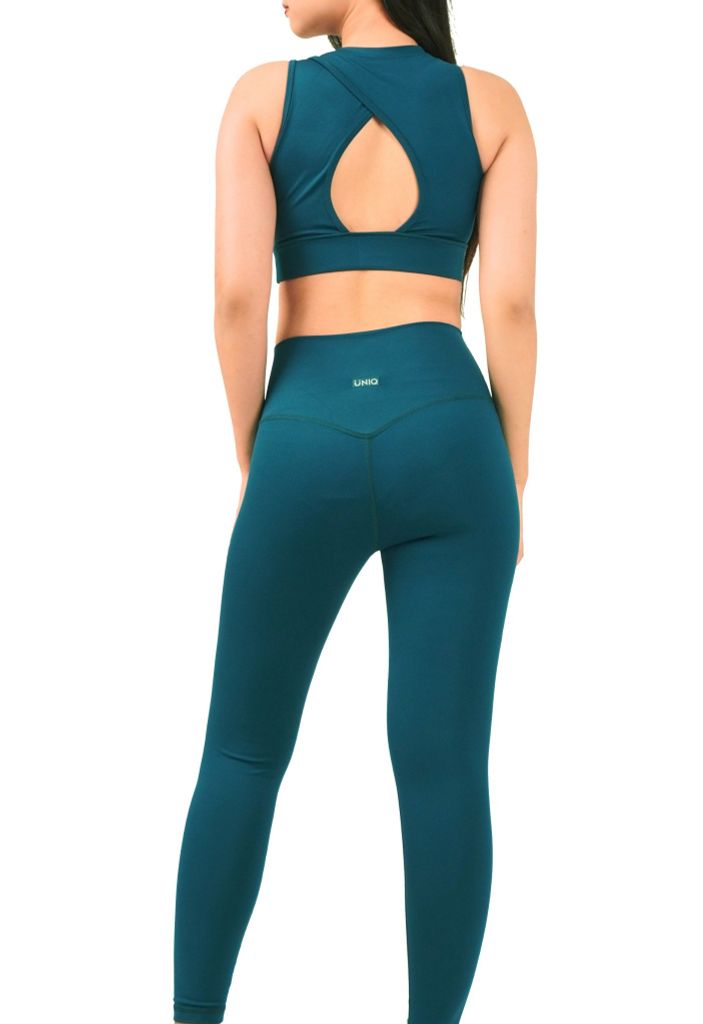 Bộ Đồ Tập Gym Yoga Nữ UNIQ Cool Peel - Áo Cổ Tròn Bo Cao Khoét Lưng & Quần Legging Cạp Cao
