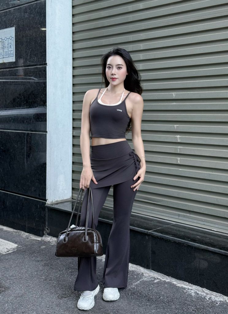 Bộ Đồ Tập Yoga Gym Nữ UNIQ Cool Peel - Áo Cami Phối Màu & Quần Váy Ống Loe