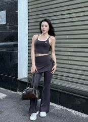Bộ Đồ Tập Yoga Gym Nữ UNIQ Cool Peel - Áo Cami Phối Màu & Quần Váy Ống Loe