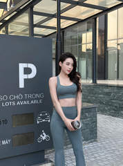 Bộ Đồ Tập Gym Yoga Nữ UNIQ Cool Peel - Áo Dây Đan & Quần Legging Ống Loe