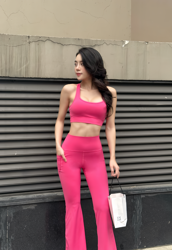 Bộ Đồ Tập Gym Yoga Nữ UNIQ Cool Peel - Áo Dây Đan & Quần Legging Ống Loe