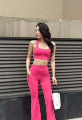 Bộ Đồ Tập Gym Yoga Nữ UNIQ Cool Peel - Áo Dây Đan & Quần Legging Ống Loe