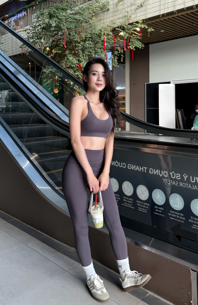 Bộ Đồ Tập Gym Yoga Nữ UNIQ Cool Peel – Áo Lưng Chéo Bản Mảnh Điều Chỉnh & Quần Legging Cạp Cao