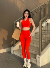 Bộ Đồ Tập Gym Yoga Nữ UNIQ Cool Peel - Áo Cổ Tròn Bo Cao Khoét Lưng & Quần Legging Cạp Cao