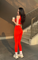 Bộ Đồ Tập Gym Yoga Nữ UNIQ Cool Peel - Áo Cổ Tròn Bo Cao Khoét Lưng & Quần Legging Cạp Cao