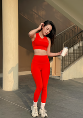 Bộ Đồ Tập Gym Yoga Nữ UNIQ Cool Peel - Áo Cổ Tròn Bo Cao Khoét Lưng & Quần Legging Cạp Cao