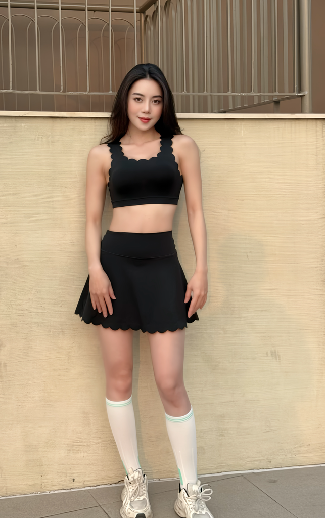 Set Váy Pickleball Nữ UNIQ Cool Peel - Áo Butterfly & Chân Váy Viền Sóng