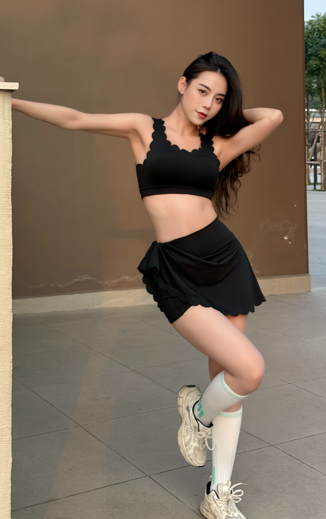 Set Váy Pickleball Nữ UNIQ Cool Peel - Áo Butterfly & Chân Váy Viền Sóng