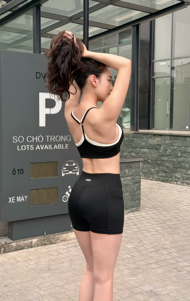 Bộ Đồ Tập Gym Yoga Nữ UNIQ Cool Peel - Áo Hai Dây Khuy Tròn Viền Nổi & Quần Legging Đùi Cạp Chéo