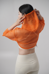 Áo Khoác Lưới Croptop Thể Thao Nữ UNIQ Thoáng Khí Tay Dài Có Mũ