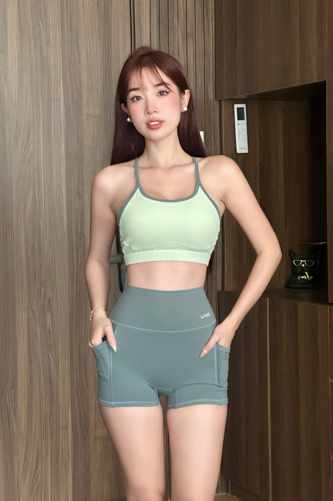 Bộ Đồ Tập Gym Yoga Nữ UNIQ Cool Peel - Áo Hai Dây Khoét Lưng & Legging Đùi