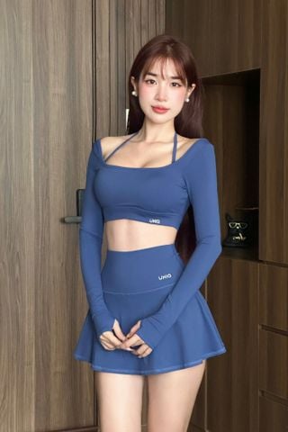 Set Váy Pickleball Nữ UNIQ Cool Peel - Áo Tay Dài Xỏ Ngón & Chân Váy
