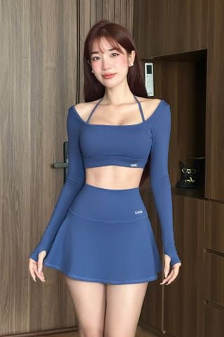 Set Váy Pickleball Nữ UNIQ Cool Peel - Áo Tay Dài Xỏ Ngón & Chân Váy