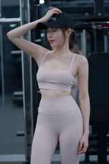 Bộ Đồ Tập Gym Yoga Nữ UNIQ Cool Peel - Áo Cổ Vuông Lưng Đồng Hồ Cát & Quần Legging