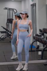 Bộ Đồ Tập Gym Yoga Nữ UNIQ Cool Peel - Áo Cổ Vuông Lưng Đồng Hồ Cát & Quần Legging