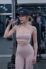 Bộ Đồ Tập Gym Yoga Nữ UNIQ Cool Peel - Áo Cổ Vuông Lưng Đồng Hồ Cát & Quần Legging