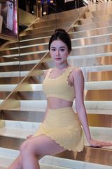 Set Váy Pickleball Nữ UNIQ Cool Peel - Áo Butterfly & Chân Váy Viền Sóng