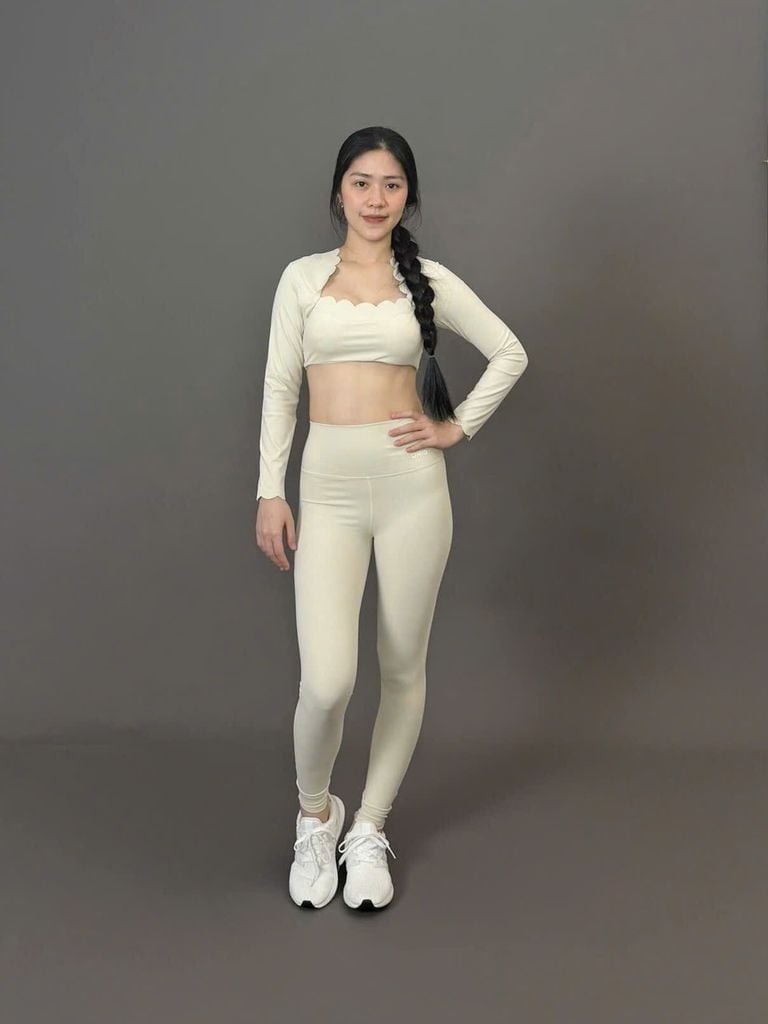 Bộ Đồ Tập Gym Yoga Nữ UNIQ Cool Peel - Áo Viền Sóng Tay Dài & Quần Legging Dài