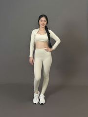 Bộ Đồ Tập Gym Yoga Nữ UNIQ Cool Peel - Áo Viền Sóng Tay Dài & Quần Legging Dài