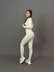 Bộ Đồ Tập Gym Yoga Nữ UNIQ Cool Peel - Áo Viền Sóng Tay Dài & Quần Legging Dài