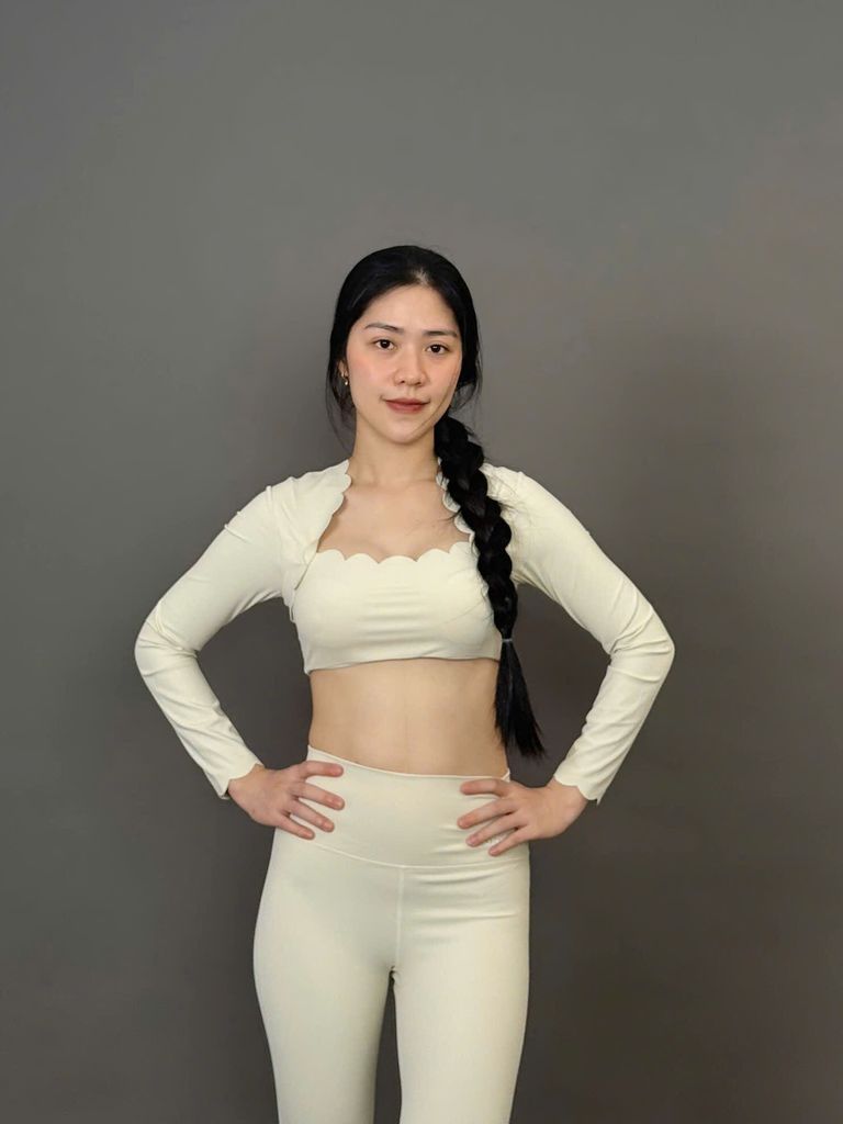 Bộ Đồ Tập Gym Yoga Nữ UNIQ Cool Peel - Áo Viền Sóng Tay Dài & Quần Legging Dài