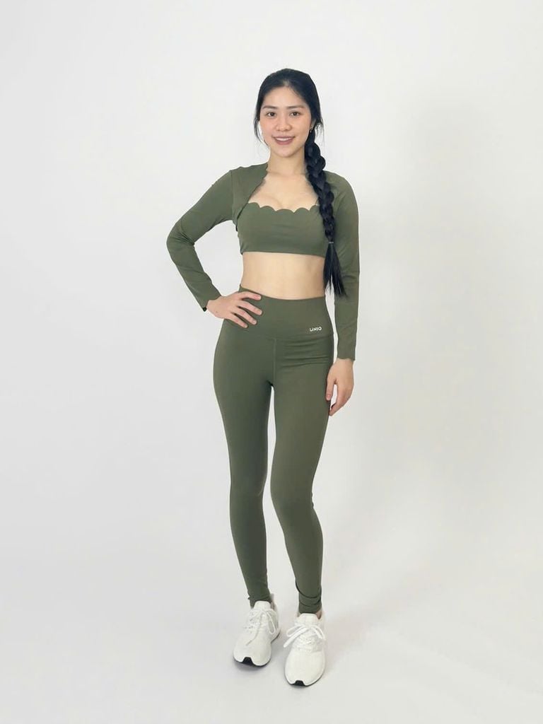 Bộ Đồ Tập Gym Yoga Nữ UNIQ Cool Peel - Áo Viền Sóng Tay Dài & Quần Legging Dài