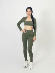 Bộ Đồ Tập Gym Yoga Nữ UNIQ Cool Peel - Áo Viền Sóng Tay Dài & Quần Legging Dài