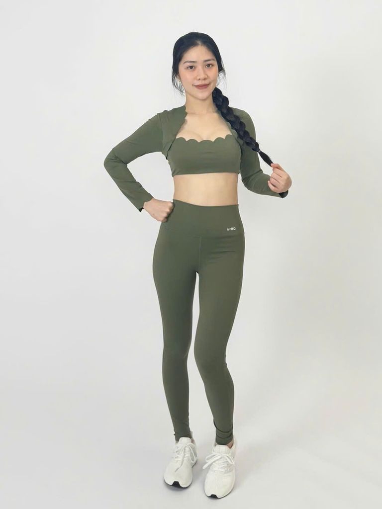 Bộ Đồ Tập Gym Yoga Nữ UNIQ Cool Peel - Áo Viền Sóng Tay Dài & Quần Legging Dài