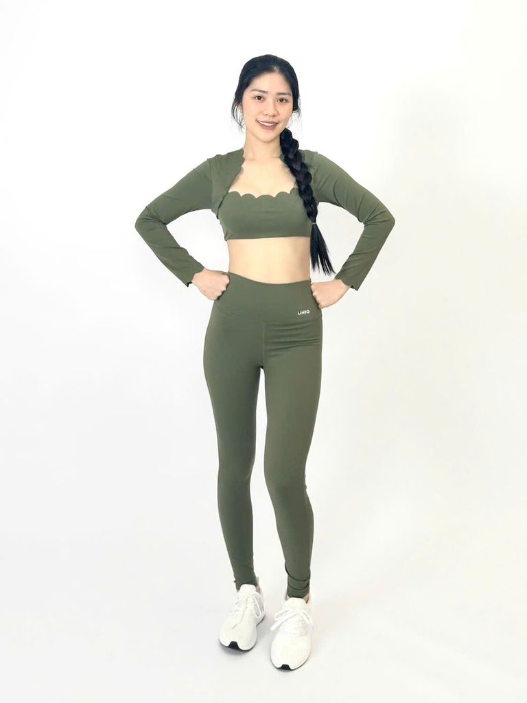 Bộ Đồ Tập Gym Yoga Nữ UNIQ Cool Peel - Áo Viền Sóng Tay Dài & Quần Legging Dài