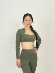 Bộ Đồ Tập Gym Yoga Nữ UNIQ Cool Peel - Áo Viền Sóng Tay Dài & Quần Legging Dài