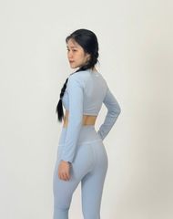 Bộ Đồ Tập Gym Yoga Nữ UNIQ Cool Peel - Áo Viền Sóng Tay Dài & Quần Legging Dài