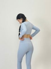 Bộ Đồ Tập Gym Yoga Nữ UNIQ Cool Peel - Áo Viền Sóng Tay Dài & Quần Legging Dài