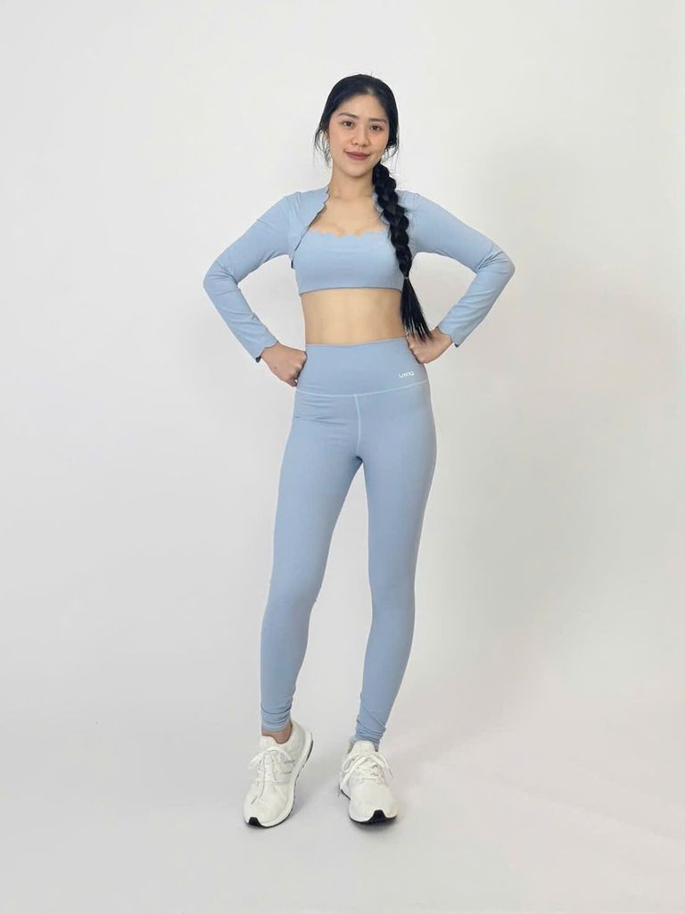 Bộ Đồ Tập Gym Yoga Nữ UNIQ Cool Peel - Áo Viền Sóng Tay Dài & Quần Legging Dài
