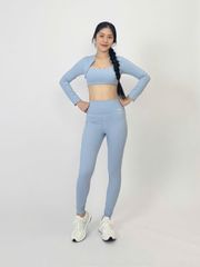 Bộ Đồ Tập Gym Yoga Nữ UNIQ Cool Peel - Áo Viền Sóng Tay Dài & Quần Legging Dài