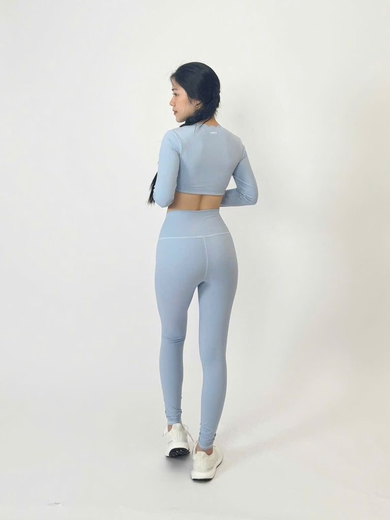 Bộ Đồ Tập Gym Yoga Nữ UNIQ Cool Peel - Áo Viền Sóng Tay Dài & Quần Legging Dài