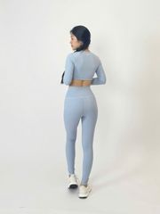 Bộ Đồ Tập Gym Yoga Nữ UNIQ Cool Peel - Áo Viền Sóng Tay Dài & Quần Legging Dài