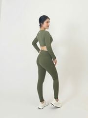 Bộ Đồ Tập Gym Yoga Nữ UNIQ Cool Peel - Áo Viền Sóng Tay Dài & Quần Legging Dài