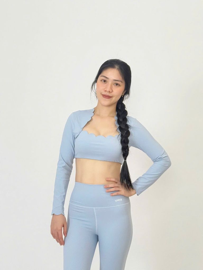 Bộ Đồ Tập Gym Yoga Nữ UNIQ Cool Peel - Áo Viền Sóng Tay Dài & Quần Legging Dài