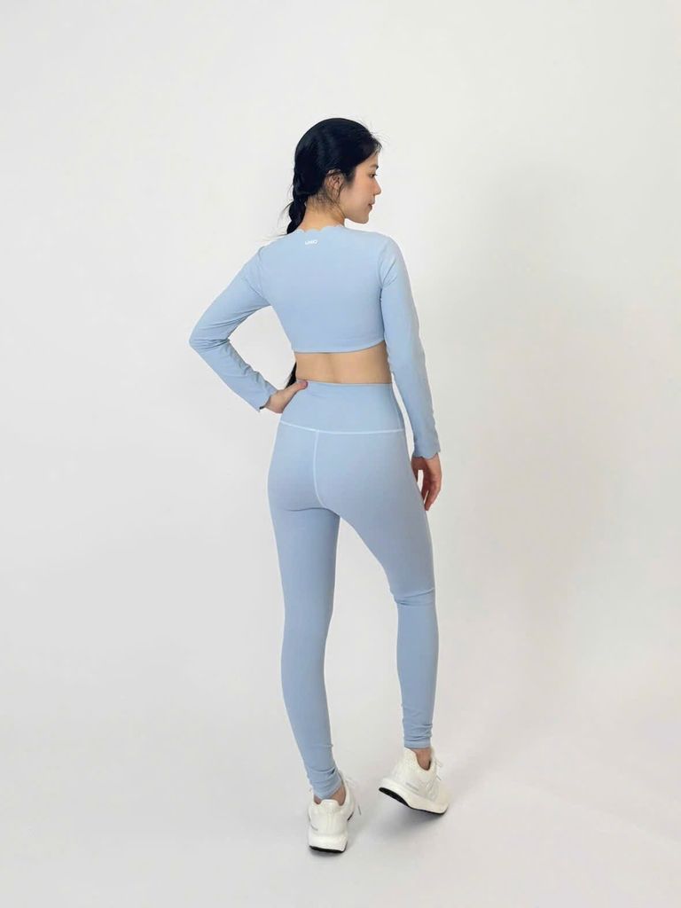 Bộ Đồ Tập Gym Yoga Nữ UNIQ Cool Peel - Áo Viền Sóng Tay Dài & Quần Legging Dài