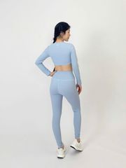 Bộ Đồ Tập Gym Yoga Nữ UNIQ Cool Peel - Áo Viền Sóng Tay Dài & Quần Legging Dài