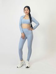 Bộ Đồ Tập Gym Yoga Nữ UNIQ Cool Peel - Áo Viền Sóng Tay Dài & Quần Legging Dài