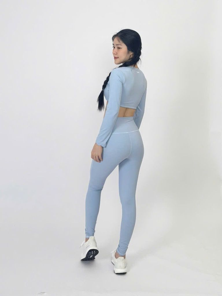 Bộ Đồ Tập Gym Yoga Nữ UNIQ Cool Peel - Áo Viền Sóng Tay Dài & Quần Legging Dài