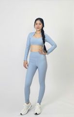 Bộ Đồ Tập Gym Yoga Nữ UNIQ Cool Peel - Áo Viền Sóng Tay Dài & Quần Legging Dài