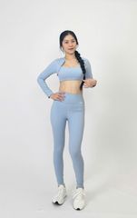 Bộ Đồ Tập Gym Yoga Nữ UNIQ Cool Peel - Áo Viền Sóng Tay Dài & Quần Legging Dài
