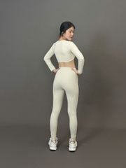 Bộ Đồ Tập Gym Yoga Nữ UNIQ Cool Peel - Áo Viền Sóng Tay Dài & Quần Legging Dài