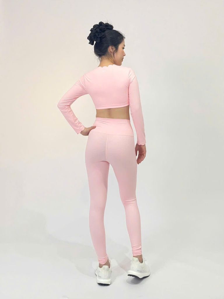 Bộ Đồ Tập Gym Yoga Nữ UNIQ Cool Peel - Áo Viền Sóng Tay Dài & Quần Legging Dài