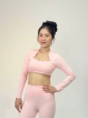 Bộ Đồ Tập Gym Yoga Nữ UNIQ Cool Peel - Áo Viền Sóng Tay Dài & Quần Legging Dài